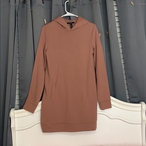 COPY - Mauve pink hooded sweatshirt dress with po…